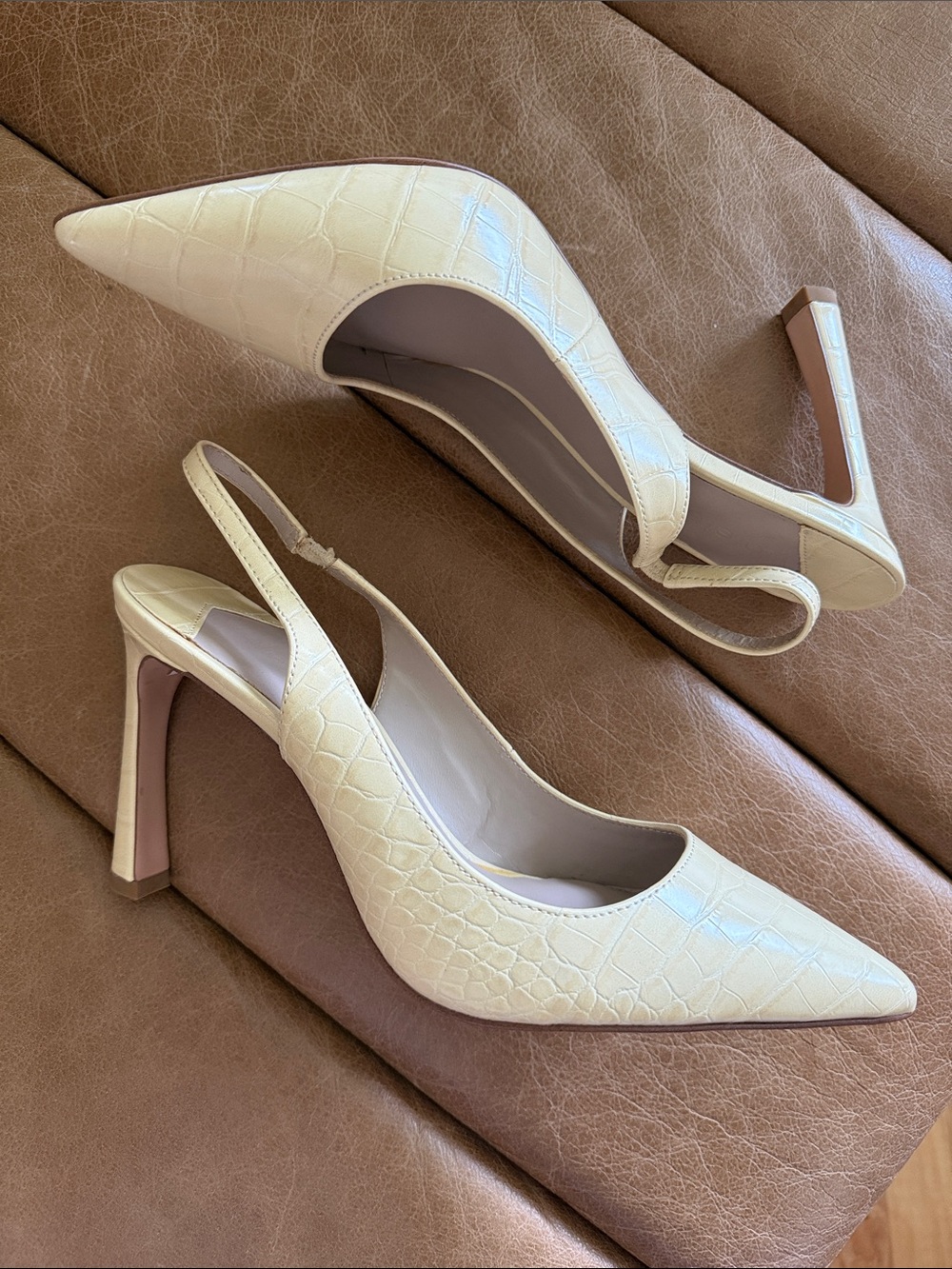 Elegant Women's Ivory Slingback Pointed-Toe Heels